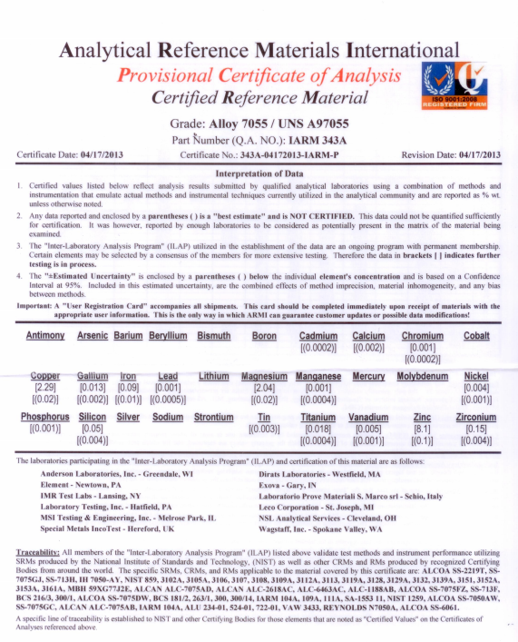 鋁合金光譜標樣 鋁合金光譜標樣